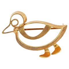 Retro Tiffany & Co. Gold Duck Brooch
