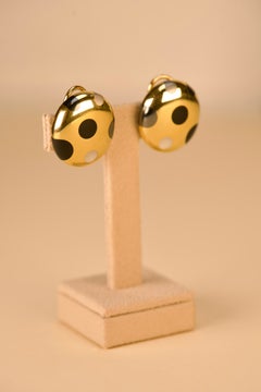 Tiffany 
Co. Gold Earrings with Hematite, Jade and Mother of Pearl
