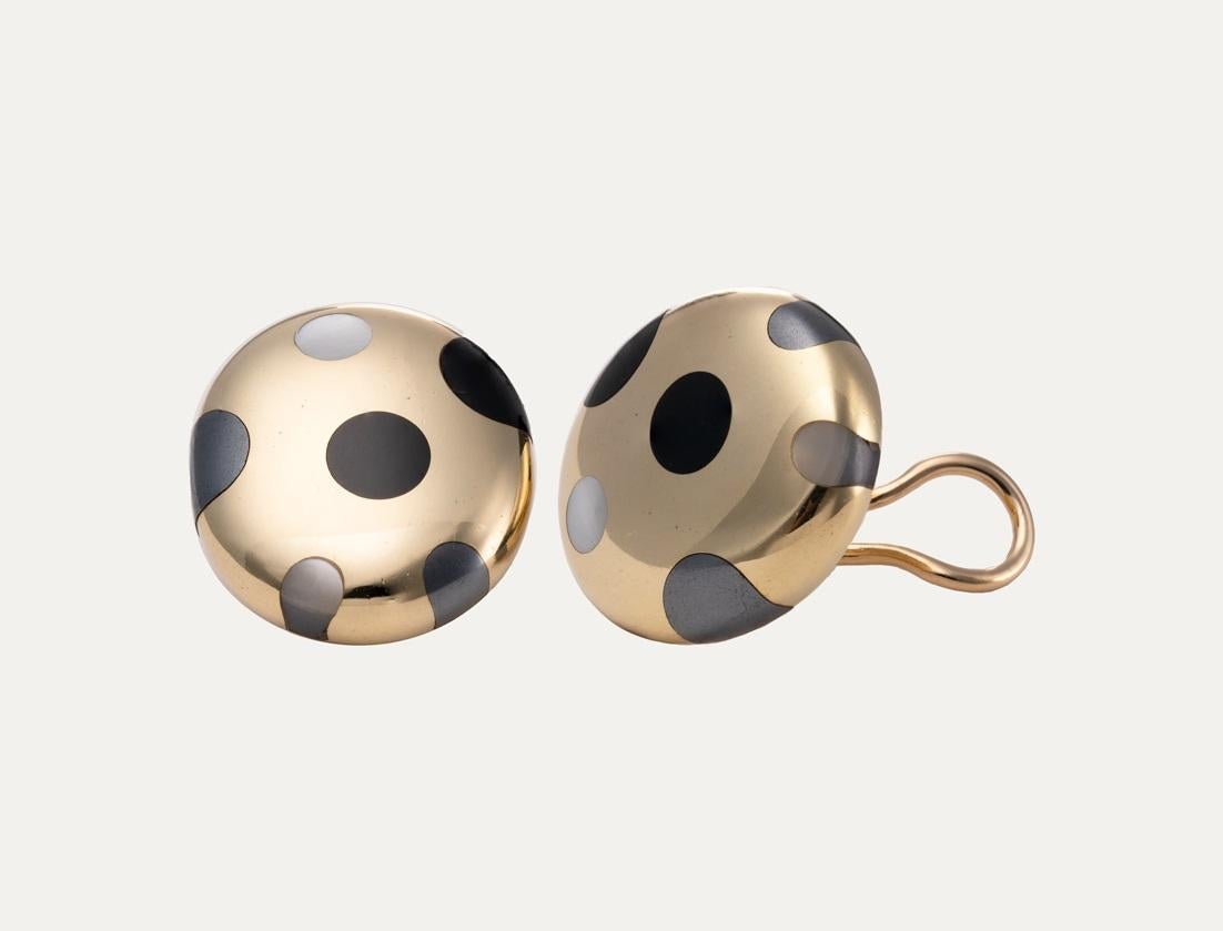 Contemporary Tiffany & Co. Gold Earrings with Hematite, Jade and Mother of Pearl For Sale