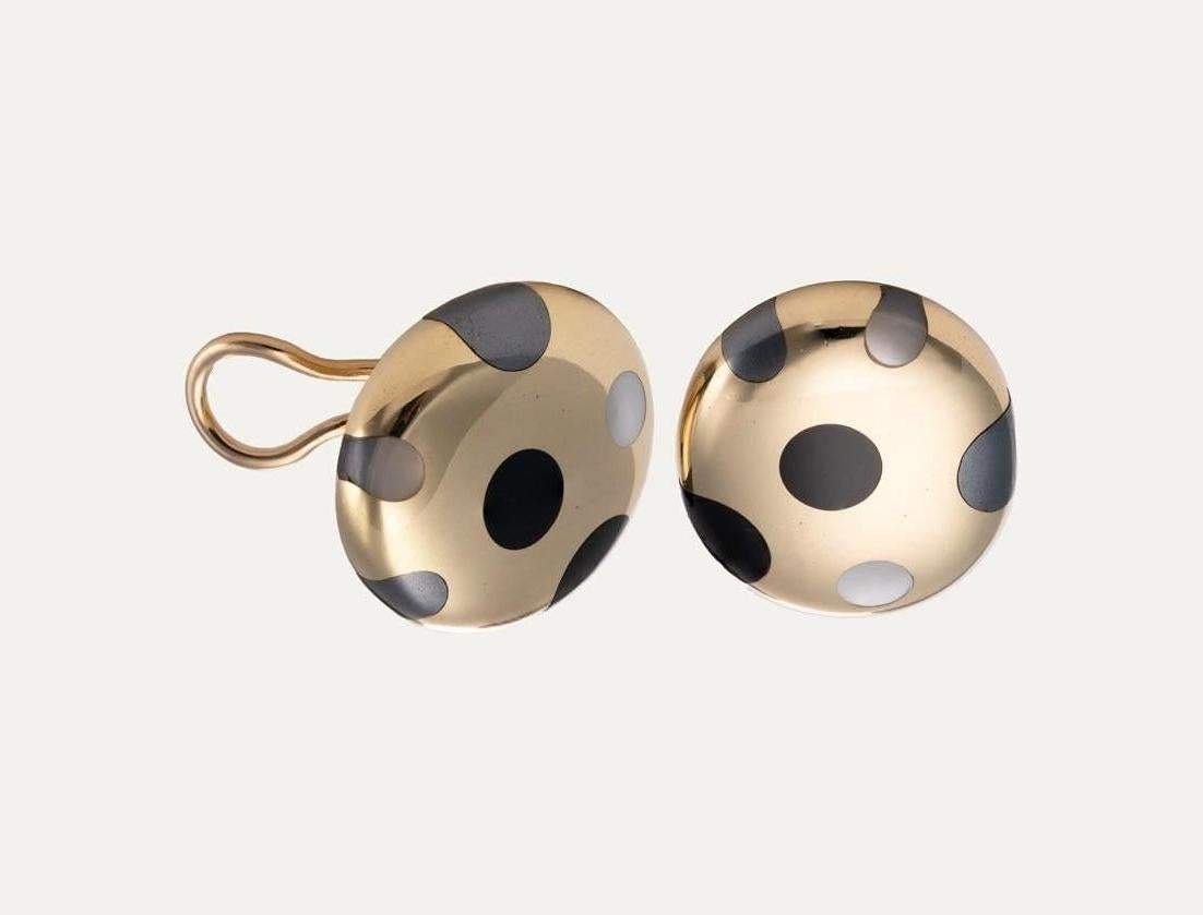 Tiffany & Co. Gold Earrings with Hematite, Jade and Mother of Pearl In Good Condition For Sale In Lisboa, PT