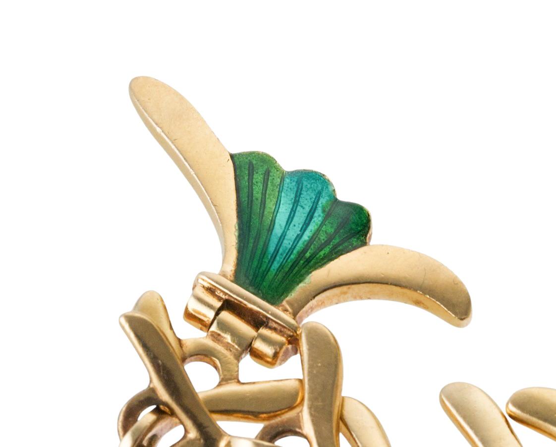 Tiffany & Co Gold Enamel Fish Bone Pendant For Sale 2