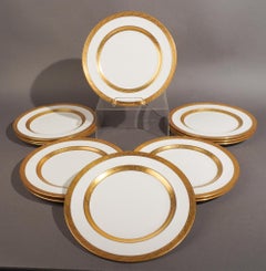 Set of 12 Tiffany & Co. Gold Encrusted Porcelain Dinner Plates