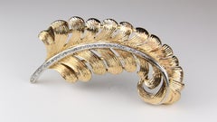 Tiffany & Co. Gold Feather Pin with Diamonds