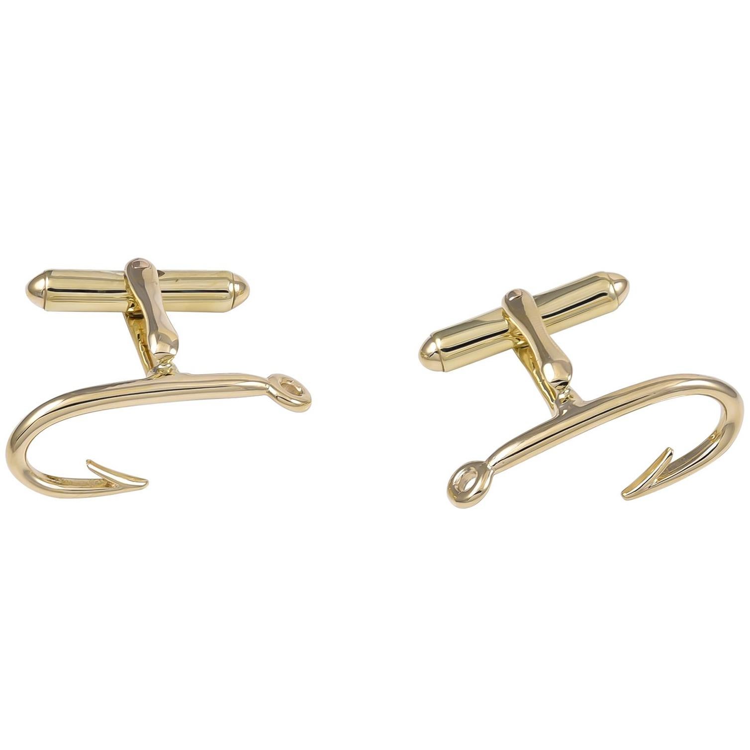 Tiffany & Co. Gold Fish Hook Cufflinks For Sale