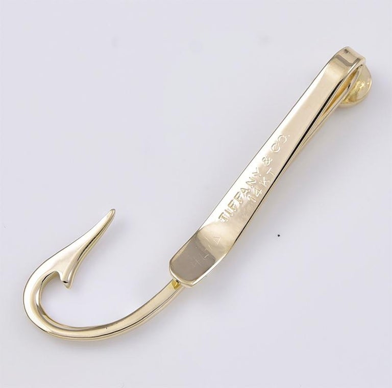 Tiffany and Co. Gold Fish Hook Tie Clip For Sale at 1stDibs