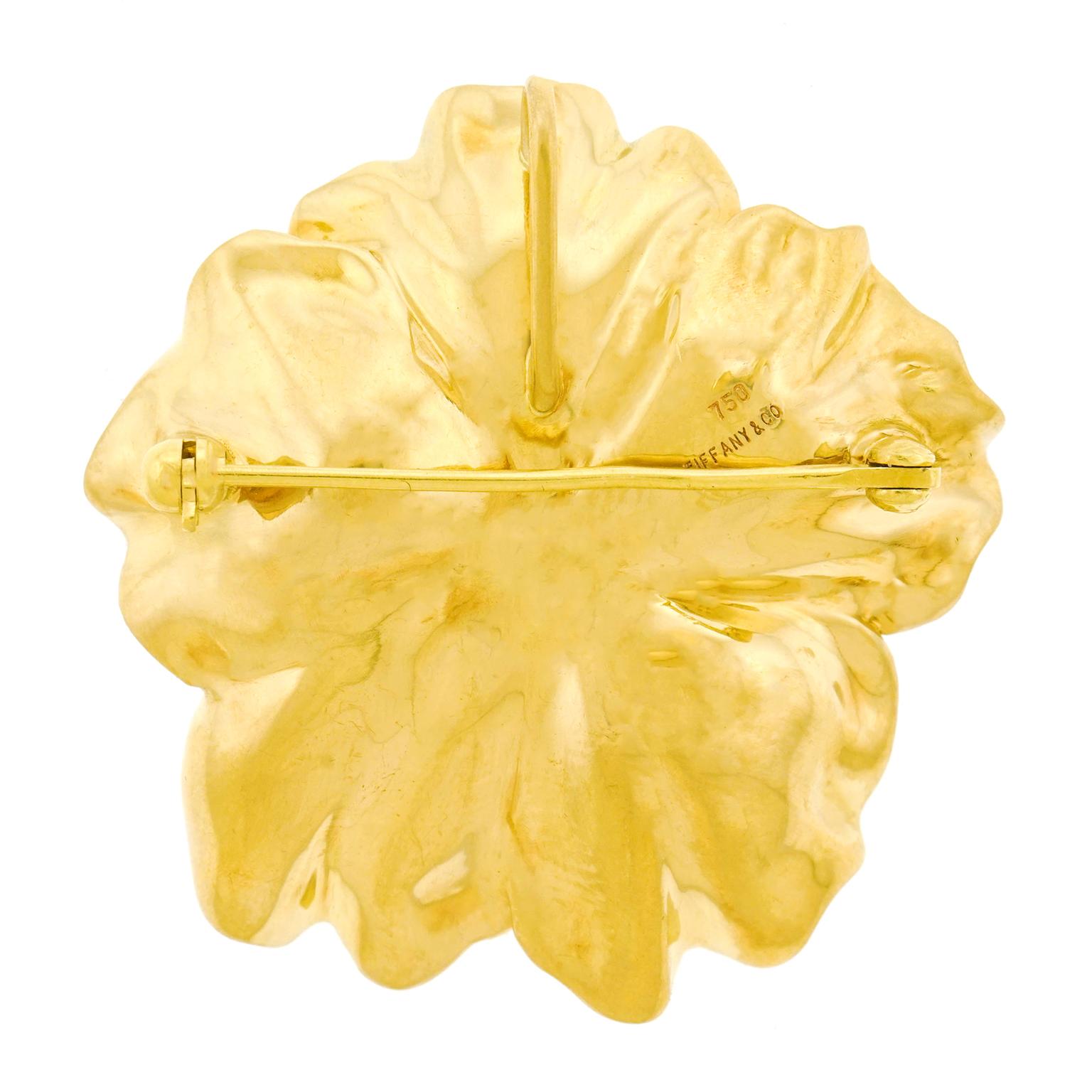 Tiffany & Co. Gold Flower Brooch with Diamonds 1