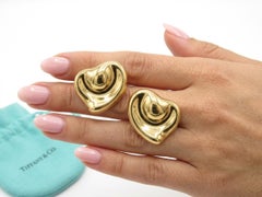 Tiffany & Co. Gold Full Heart Clip-On Earrings Large