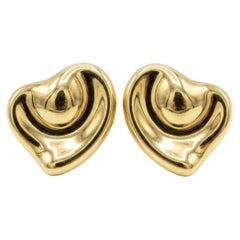 Tiffany & Co. Gold Full Heart Clip-On Earrings Large