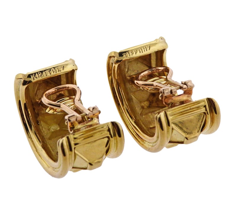 Tiffany and Co. Gold Half Hoop Earrings For Sale at 1stDibs