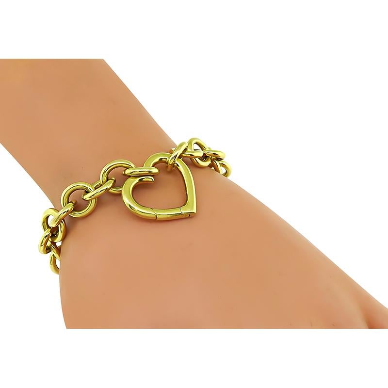 Tiffany and Co Gold Heart Chain Bracelet For Sale at 1stDibs