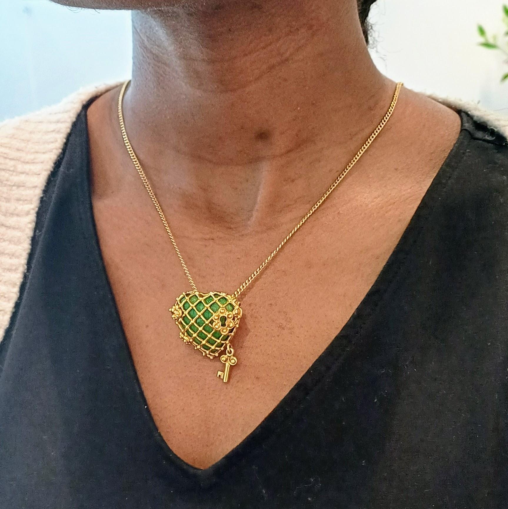 Women's Tiffany & Co. Gold Heart Locket Brooch For Sale