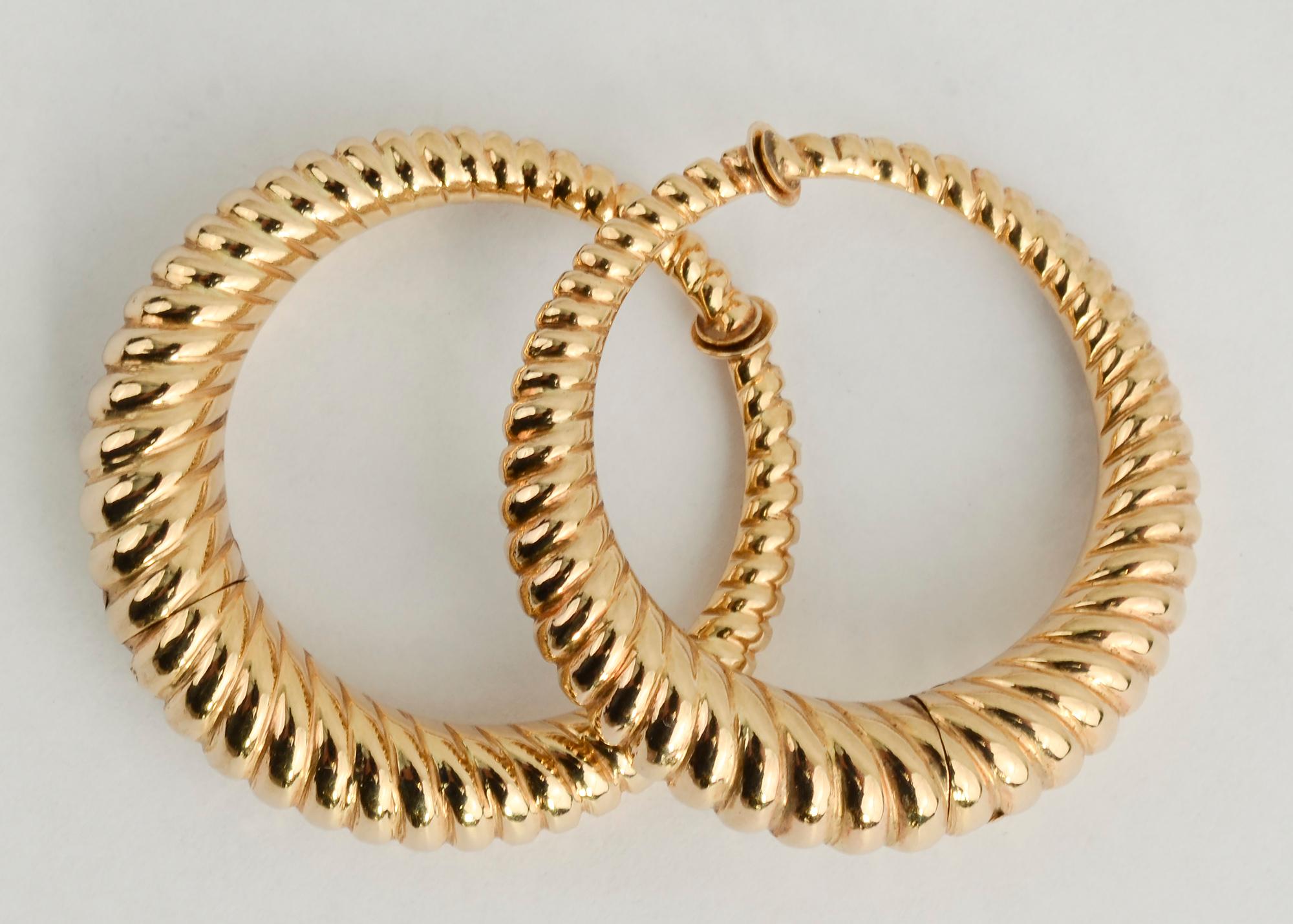Modern Tiffany & Co. Gold Hoop Earrings