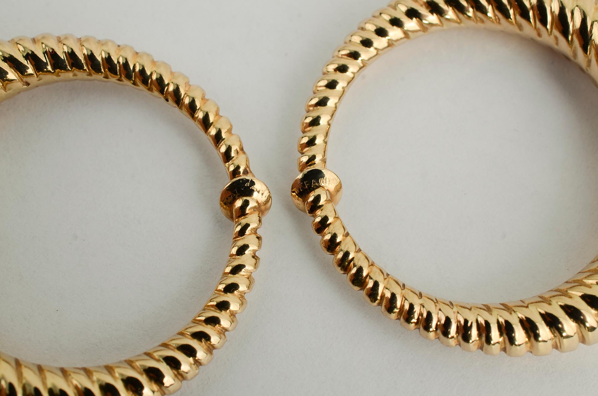 Tiffany & Co. Gold Hoop Earrings In Excellent Condition In Darnestown, MD