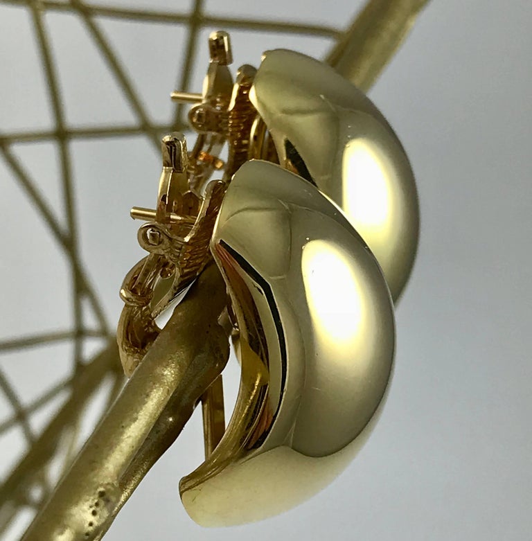 Tiffany and Co. Gold Hoop Huggie Button Earrings For Sale at 1stdibs