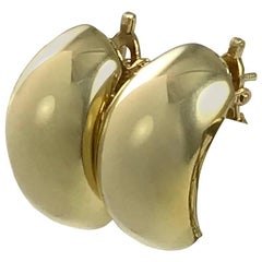 Tiffany & Co. 18 Karat Gold Hoop Huggie Button Earrings