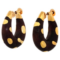 Tiffany & Co. Gold Inlaid Ebony Hoop Earrings