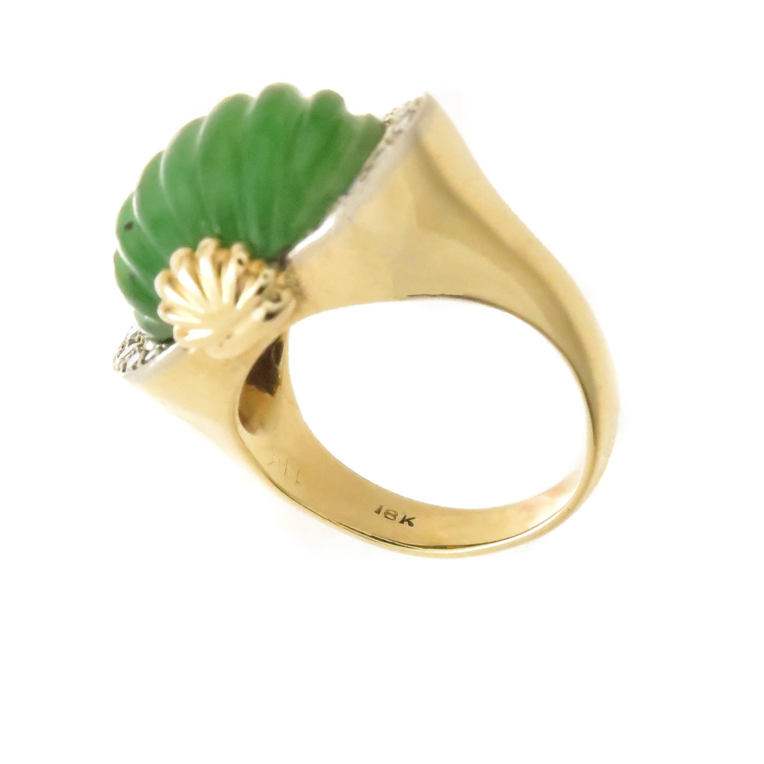 Tiffany & Co. Gold Jade and Diamond Ring In Excellent Condition In Chicago, IL