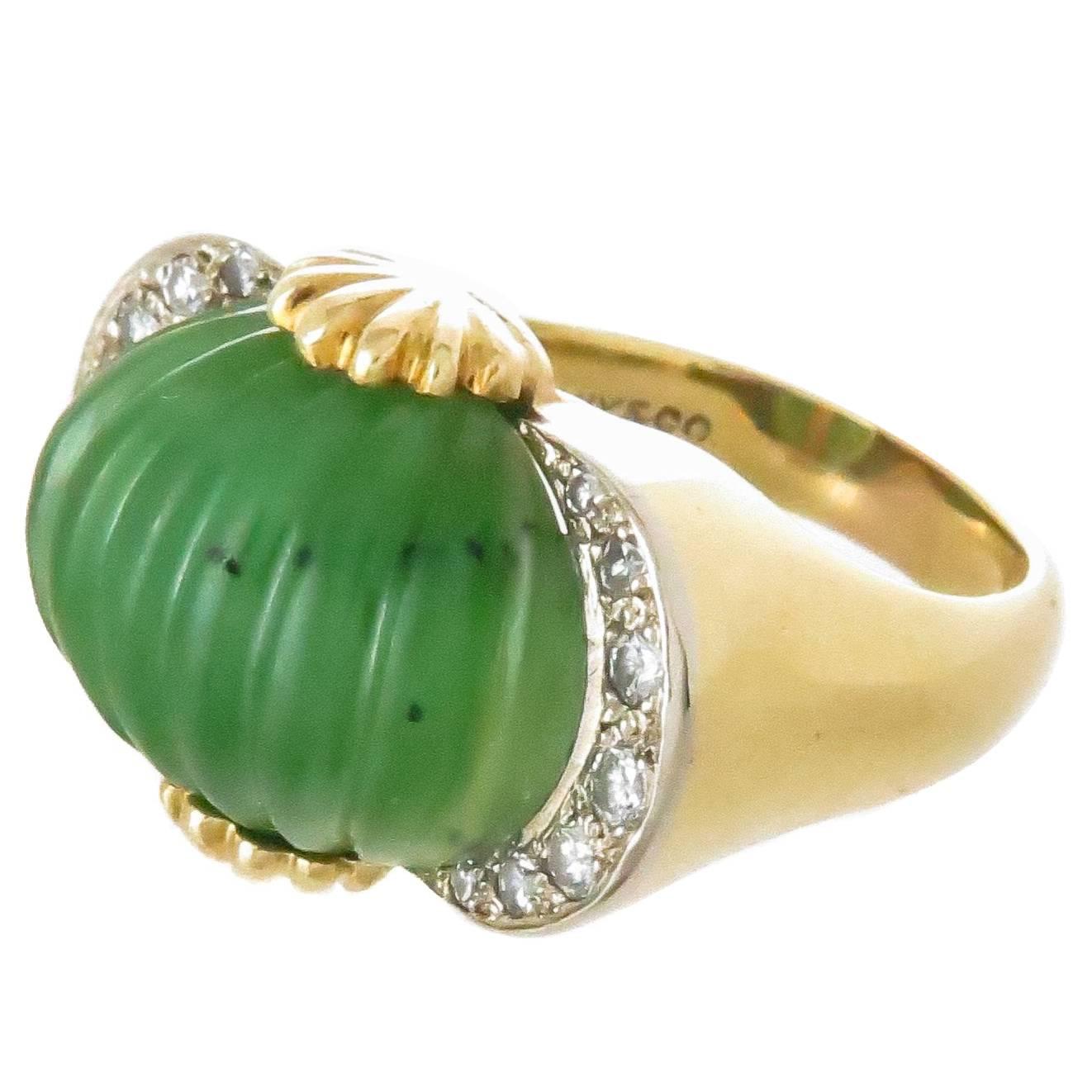 Tiffany & Co. Gold Jade and Diamond Ring