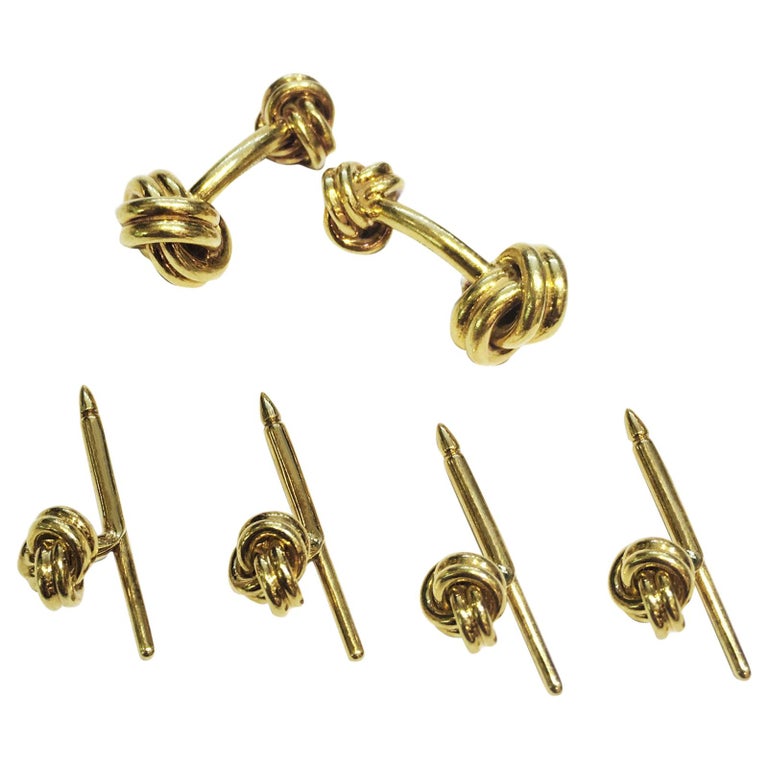 Tiffany and Co. Gold Knot Cufflinks and Stud Set Buttons at 1stDibs