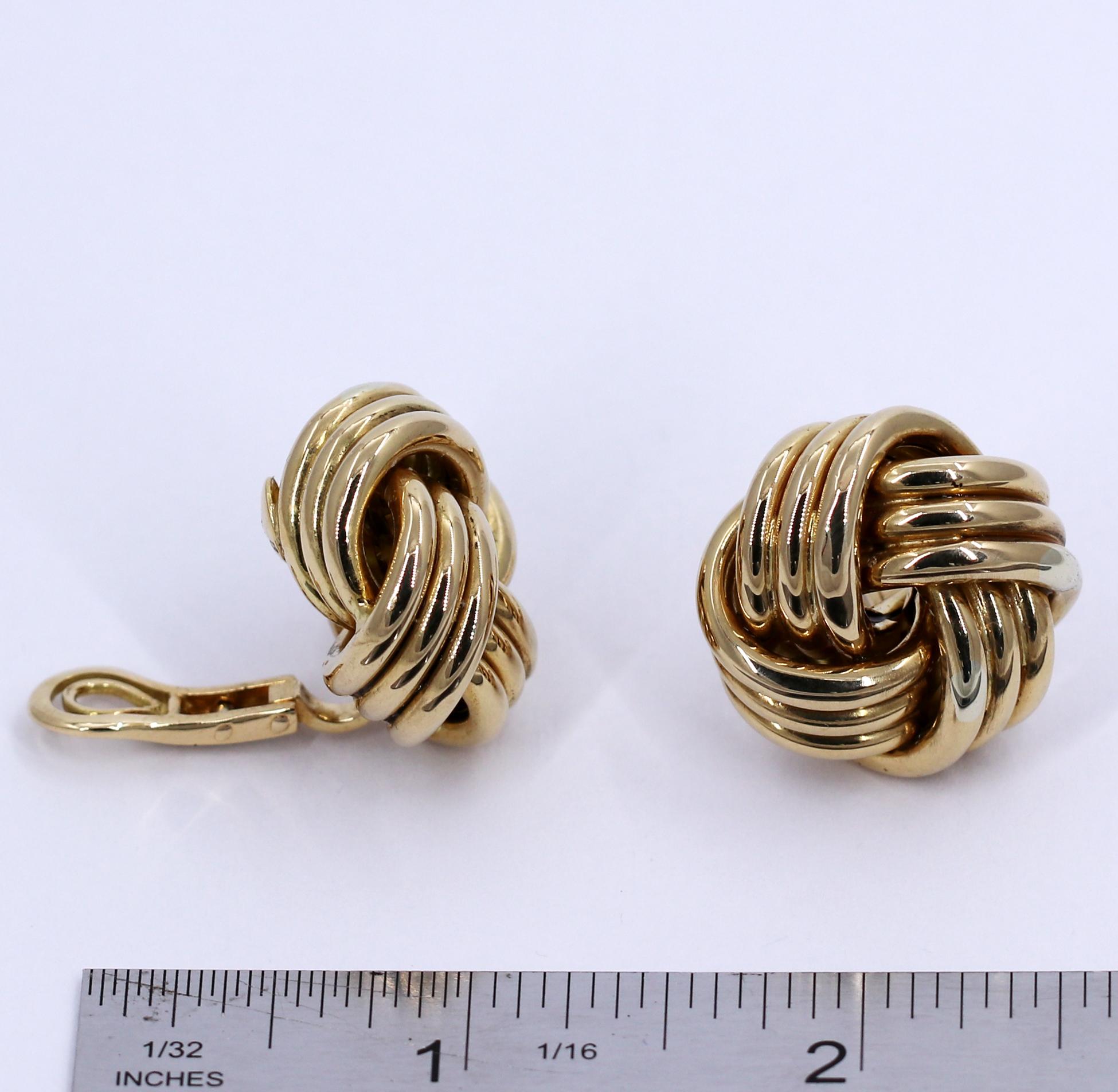 Tiffany & Co. Gold Knot Earrings In Excellent Condition In Palm Beach, FL