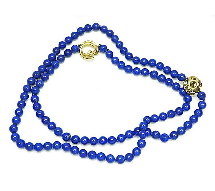Perlina Collana con perle di Lapis in oro di Tiffany & Co. in vendita