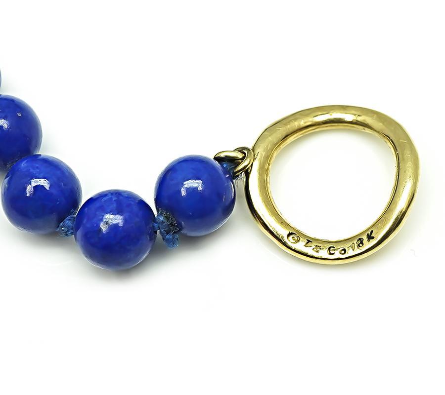Collana con perle di Lapis in oro di Tiffany & Co. In condizioni buone in vendita a New York, NY