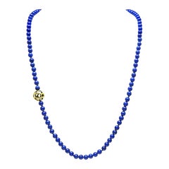Tiffany & Co Gold Lapis Bead Necklace