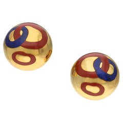 Tiffany & Co. Gold, Lapis Lazuli, and Red Hardstone Ear Clips