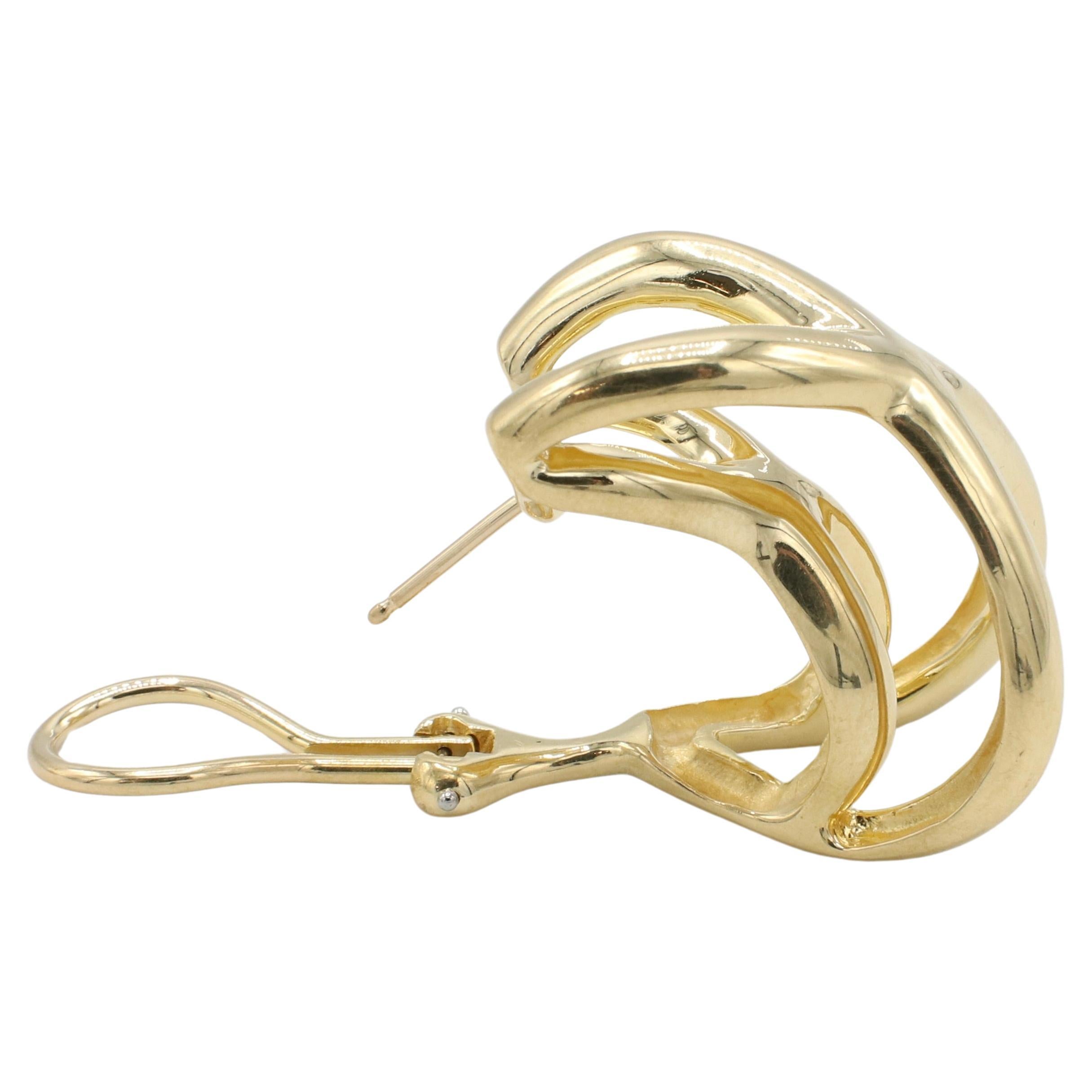 Tiffany & Co. Boucles d'oreilles croisées double X en or de Donald Claflin Excellent état - En vente à  Baltimore, MD