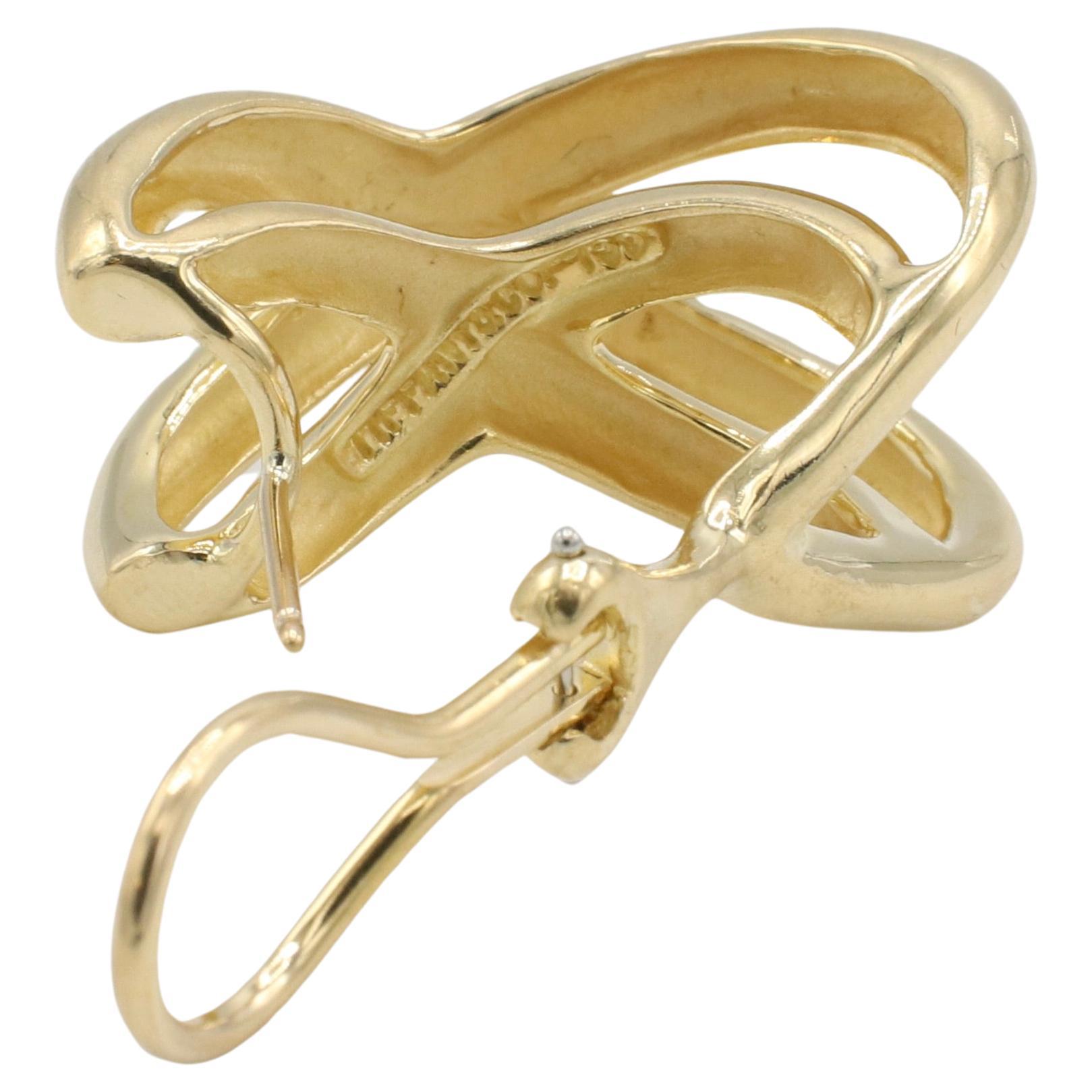 Tiffany & Co. Boucles d'oreilles croisées double X en or de Donald Claflin Pour femmes en vente