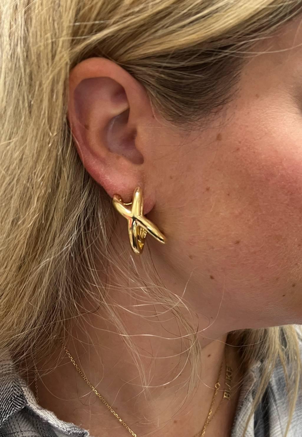 Tiffany & Co. Boucles d'oreilles croisées double X en or de Donald Claflin en vente 3