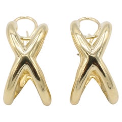 Vintage Tiffany & Co. Gold Large Double X Crossover Earrings By Donald Claflin