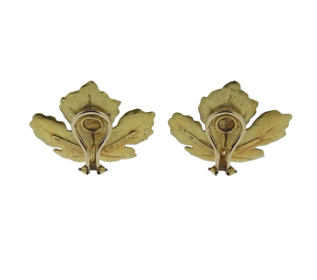 Tiffany and Co. Gold Leaf Earrings For Sale at 1stDibs