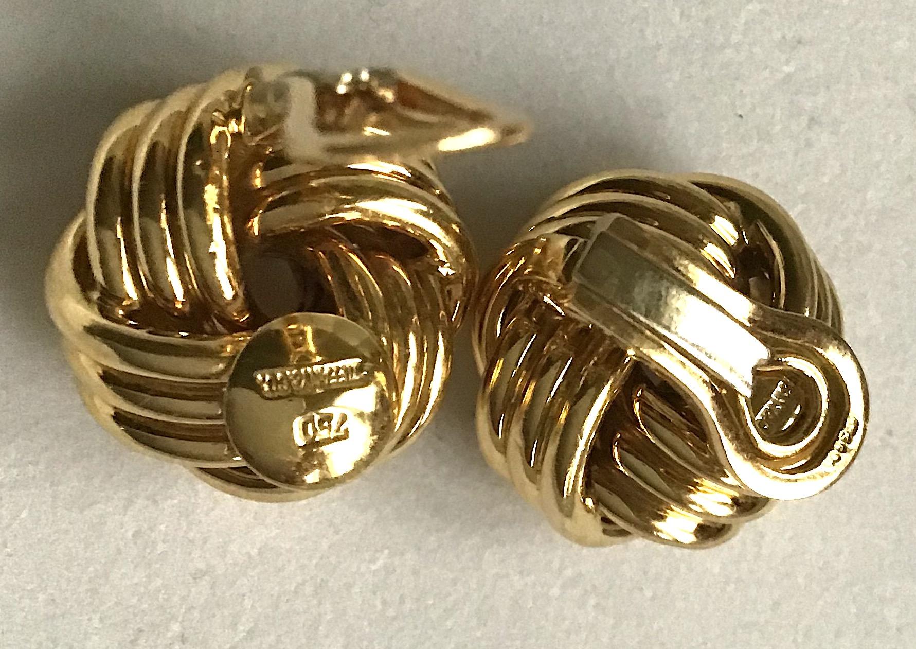 Tiffany & Co. 18 Karat Gold Knoten-Ohrclips Ohrclips für Damen oder Herren