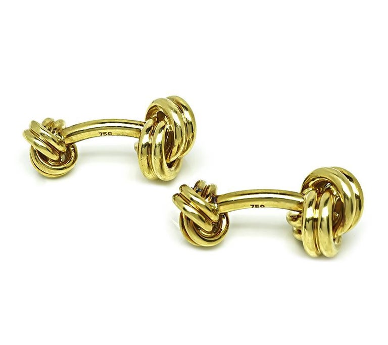 Tiffany and Co Gold Love Knot Cufflinks For Sale at 1stDibs