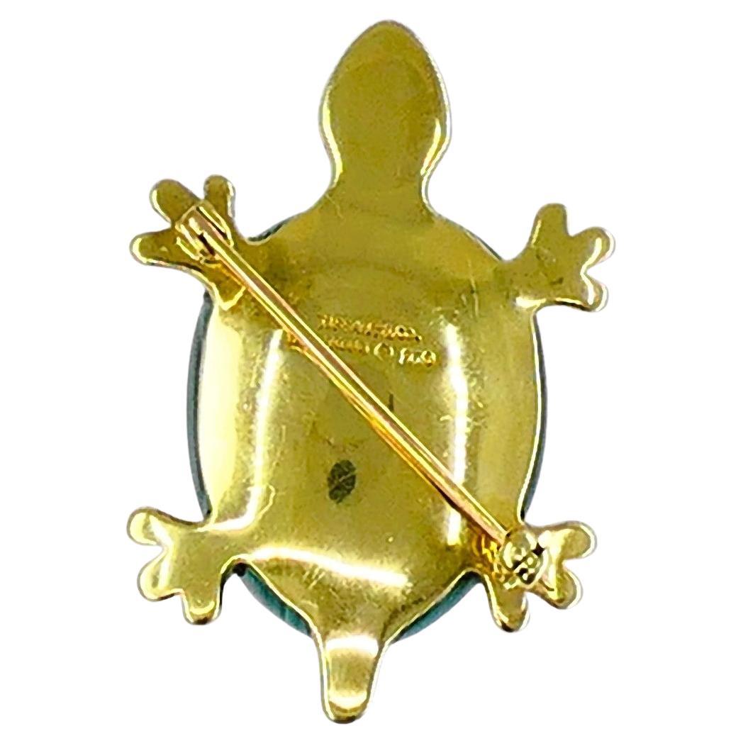 Women's or Men's Tiffany & Co. Gold Malachite Earrings Brooch Turtle Set Estate Jewelry Vintage