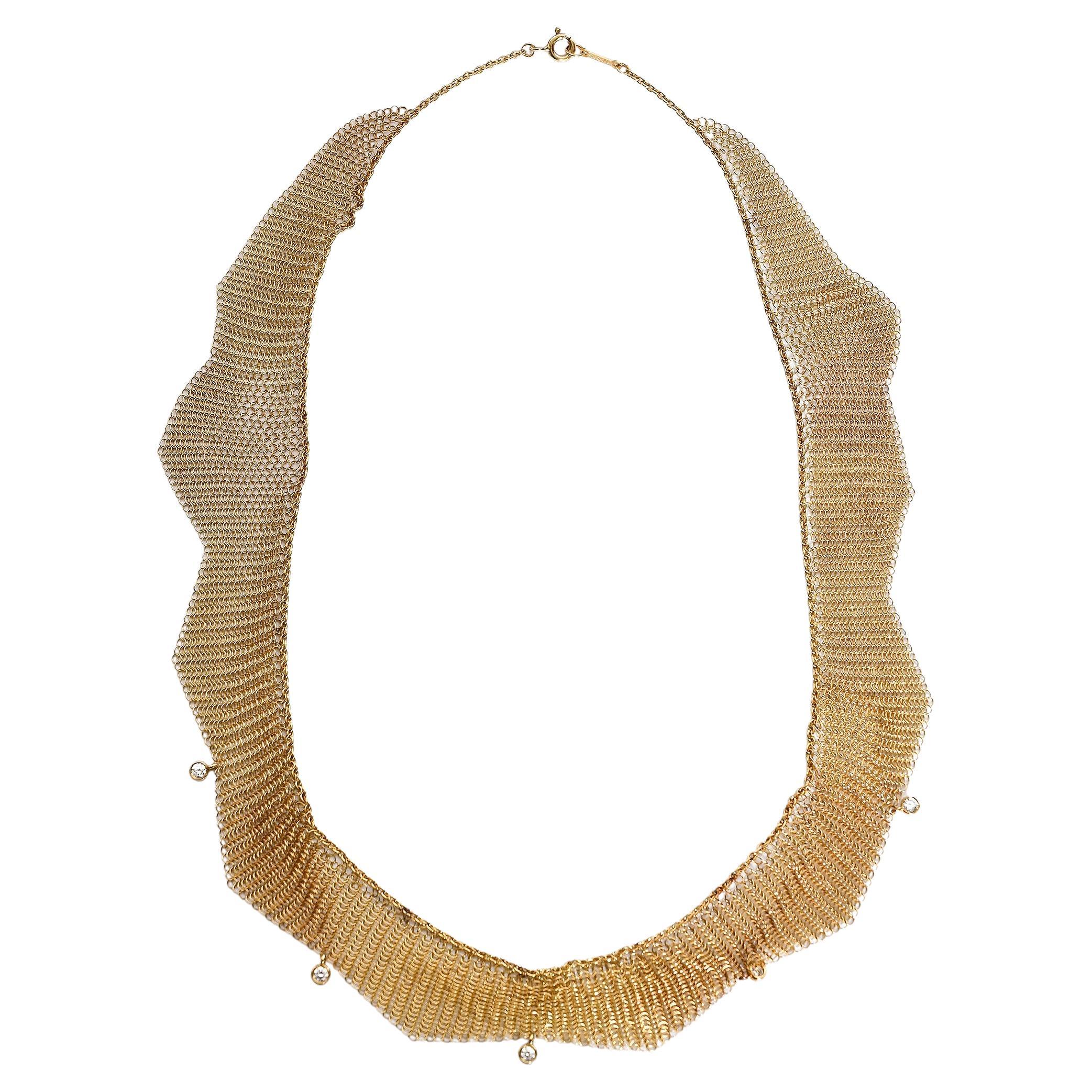 Tiffany & Co. Gold Mesh Necklace with Diamonds