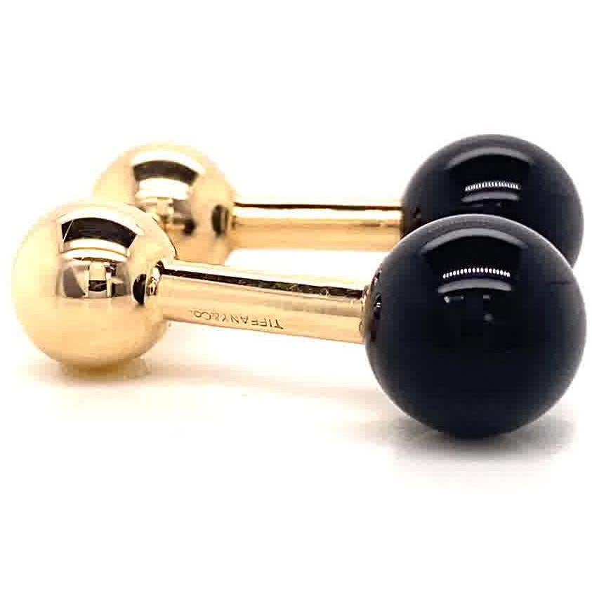 Tiffany & Co. Gold Onyx Cufflinks In Excellent Condition In Beverly Hills, CA