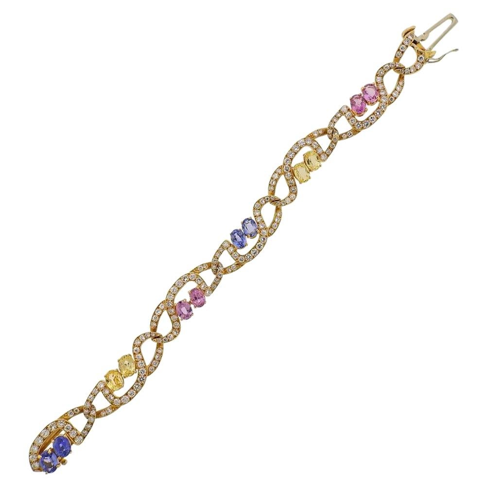 Tiffany & Co. Gold Pink Blue Yellow Sapphire Bracelet