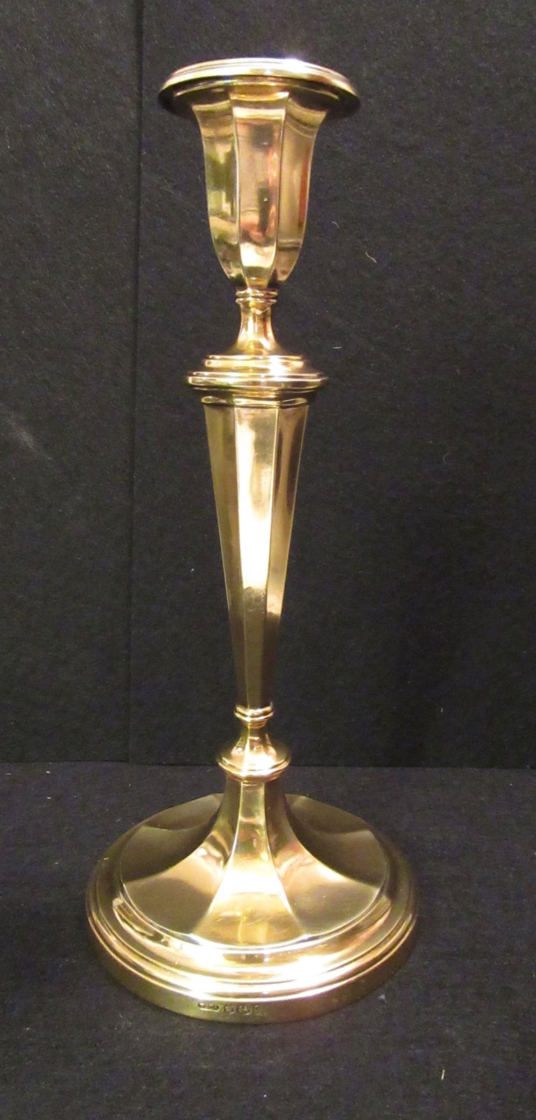 English Tiffany & Co. Gold-Plated Sterling Silver Candlesticks For Sale