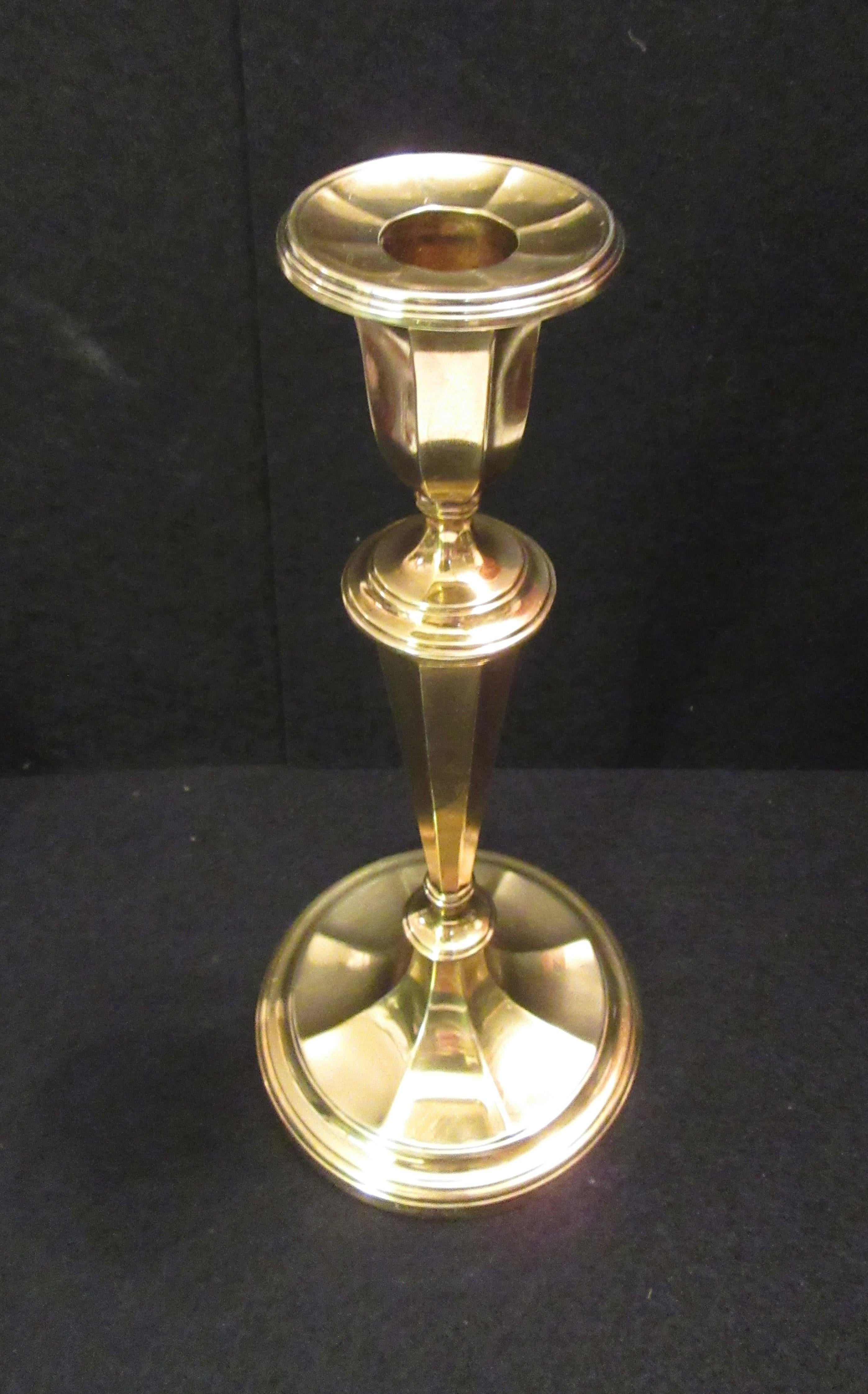 Mid-Century Modern Tiffany & Co. Gold-Plated Sterling Silver Candlesticks