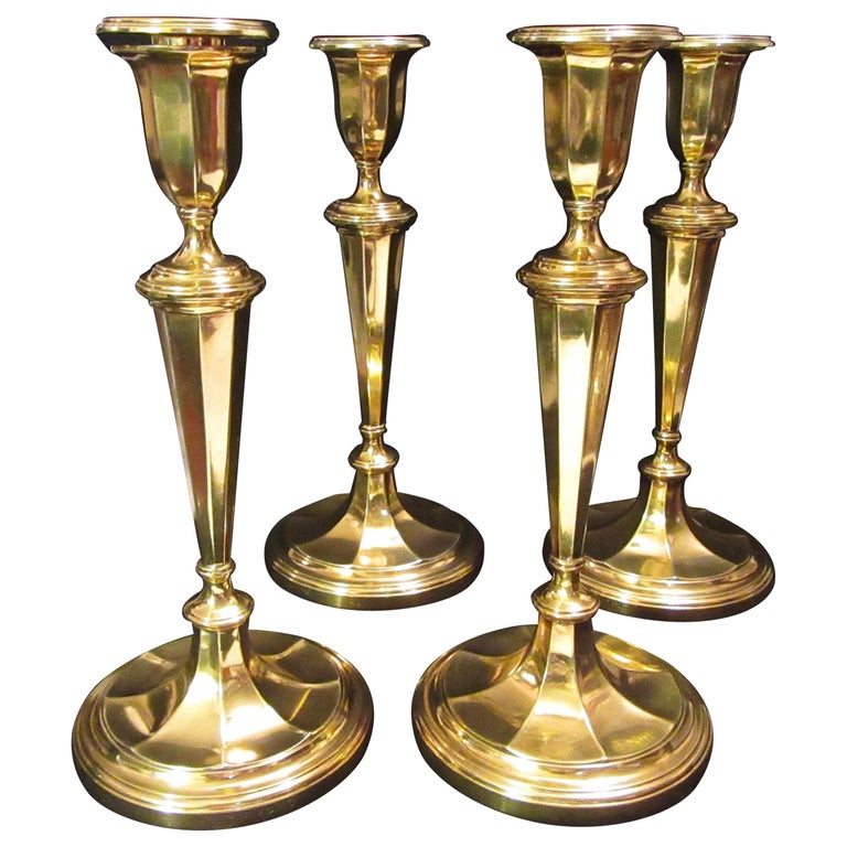 Tiffany & Co. Gold-Plated Sterling Silver Candlesticks For Sale