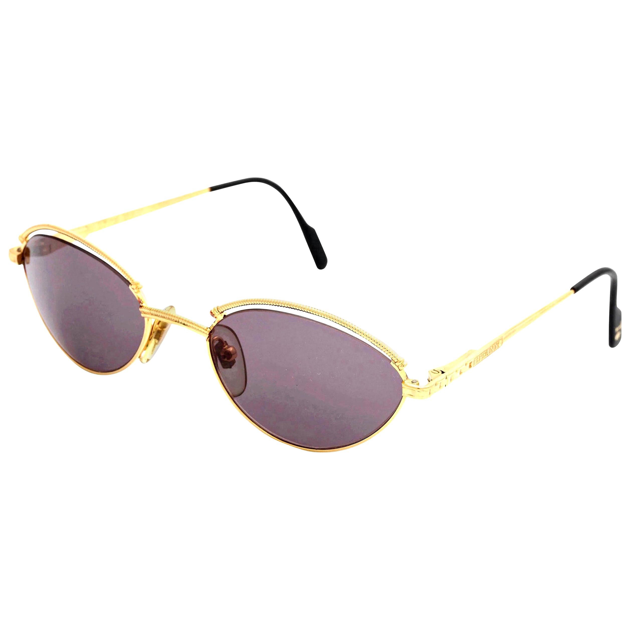 Tiffany 
Co. Gold Plated Vintage Sunglasses T416 23K For Sale