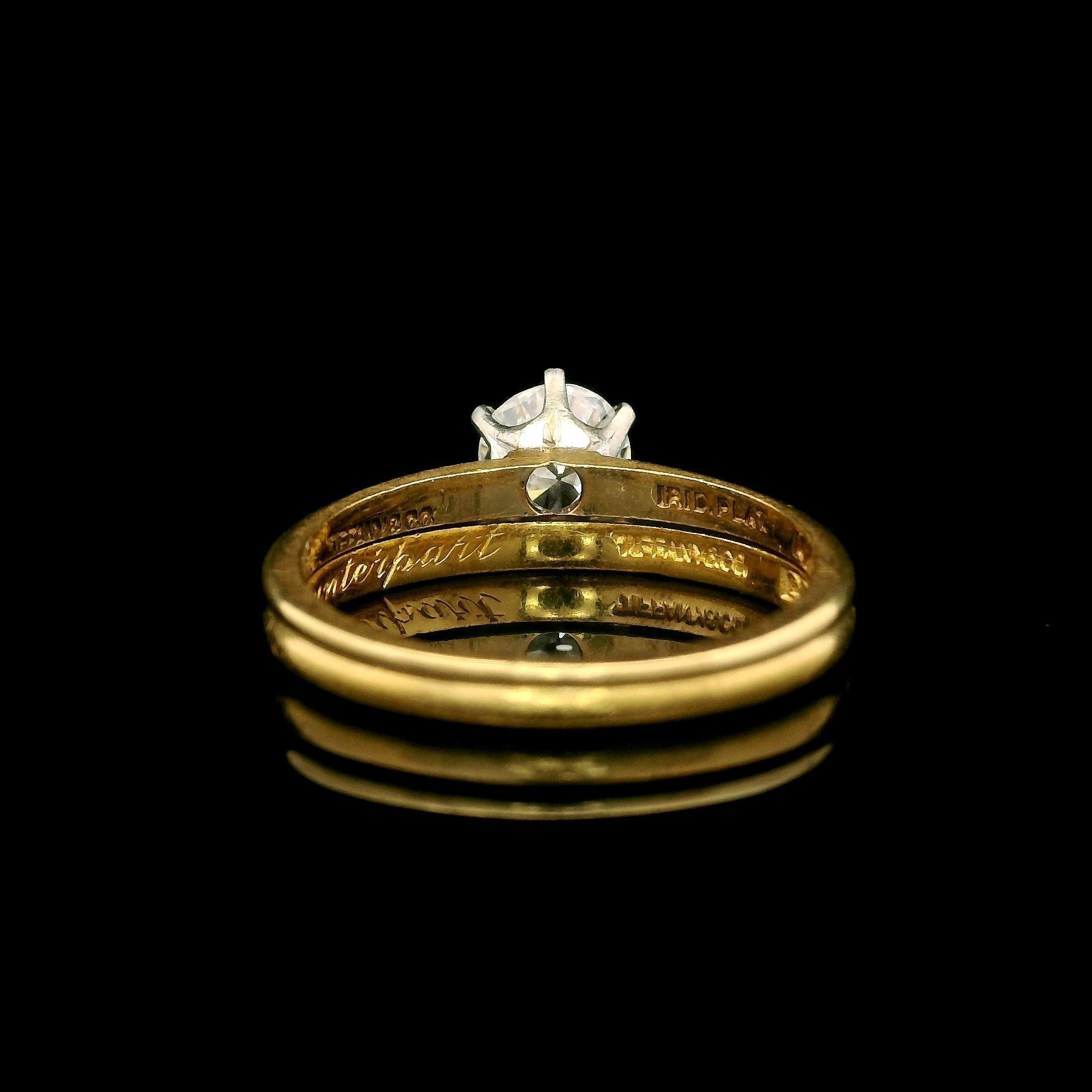 --Entrambi / Combinati.
--Pietre: --
(1) Diamante naturale autentico - Vecchio taglio rotondo brillante - incastonato - colore F - purezza VS1 - 0,53ct (circa)

Materiale: Anello di fidanzamento in oro bianco massiccio 18 carati con testa in platino