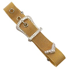 Tiffany & Co. Gold Platinum Diamond Mesh Buckle Bracelet