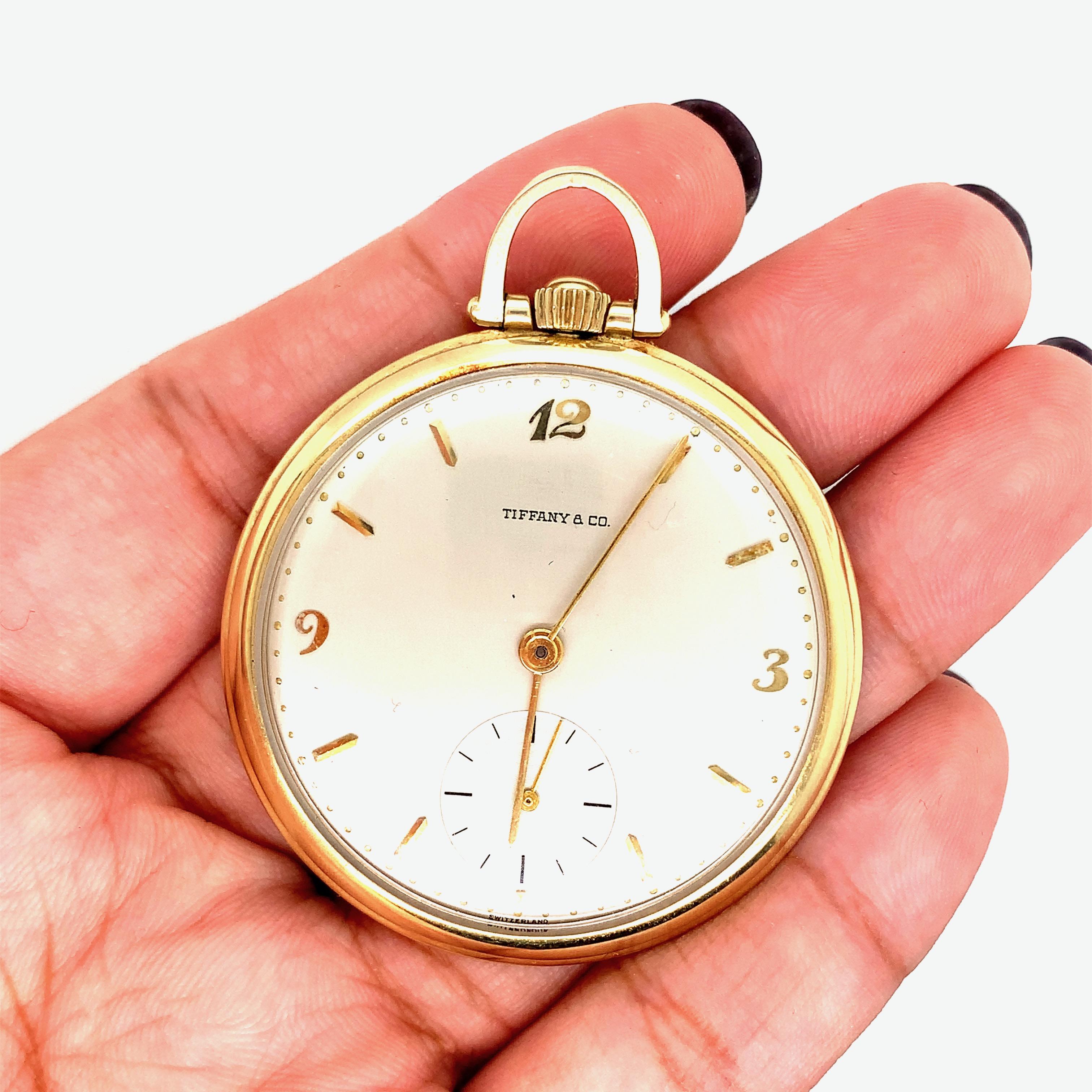 Tiffany & Co Movado Gold Pocket Watch In Excellent Condition For Sale In New York, NY