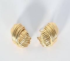 Tiffany & Co. Gold Ribbed Oval Earrings