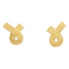 Tiffany & Co. Gold Ribbon Motif Earrings
