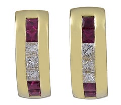Tiffany & Co. Gold, Ruby and Diamond Ear Clips