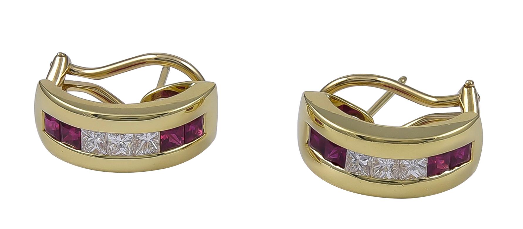 Women's Tiffany & Co. Gold, Ruby and Diamond Ear Clips For Sale